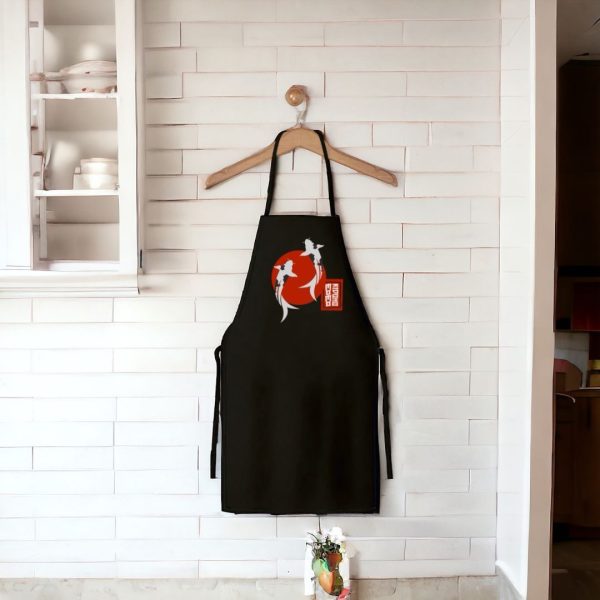 JAPANESE APRON TWO KOI FISH IN RED ROUND
