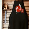 JAPANESE APRON TWO KOI FISH IN RED ROUND