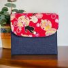 Wallet in Blue Denim and Japanese with Black Cat