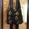 FLAP BAG KUROKIN BLACK WITH GOLDEN LEAVES