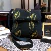 FLAP BAG KUROKIN BLACK WITH GOLDEN LEAVES