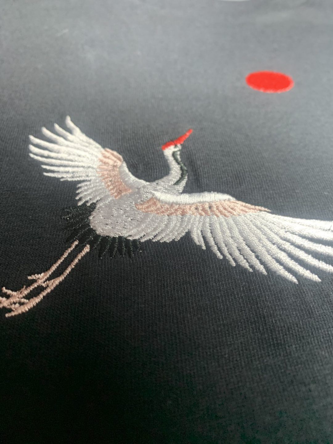 Japanese T-Shirt Embroidered with Crane