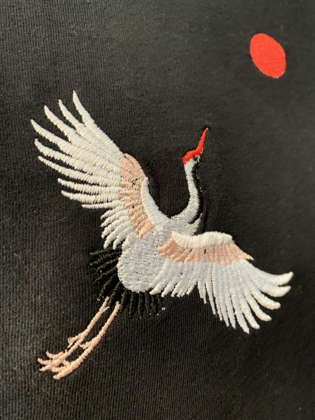 Japanese T-Shirt Embroidered with Crane