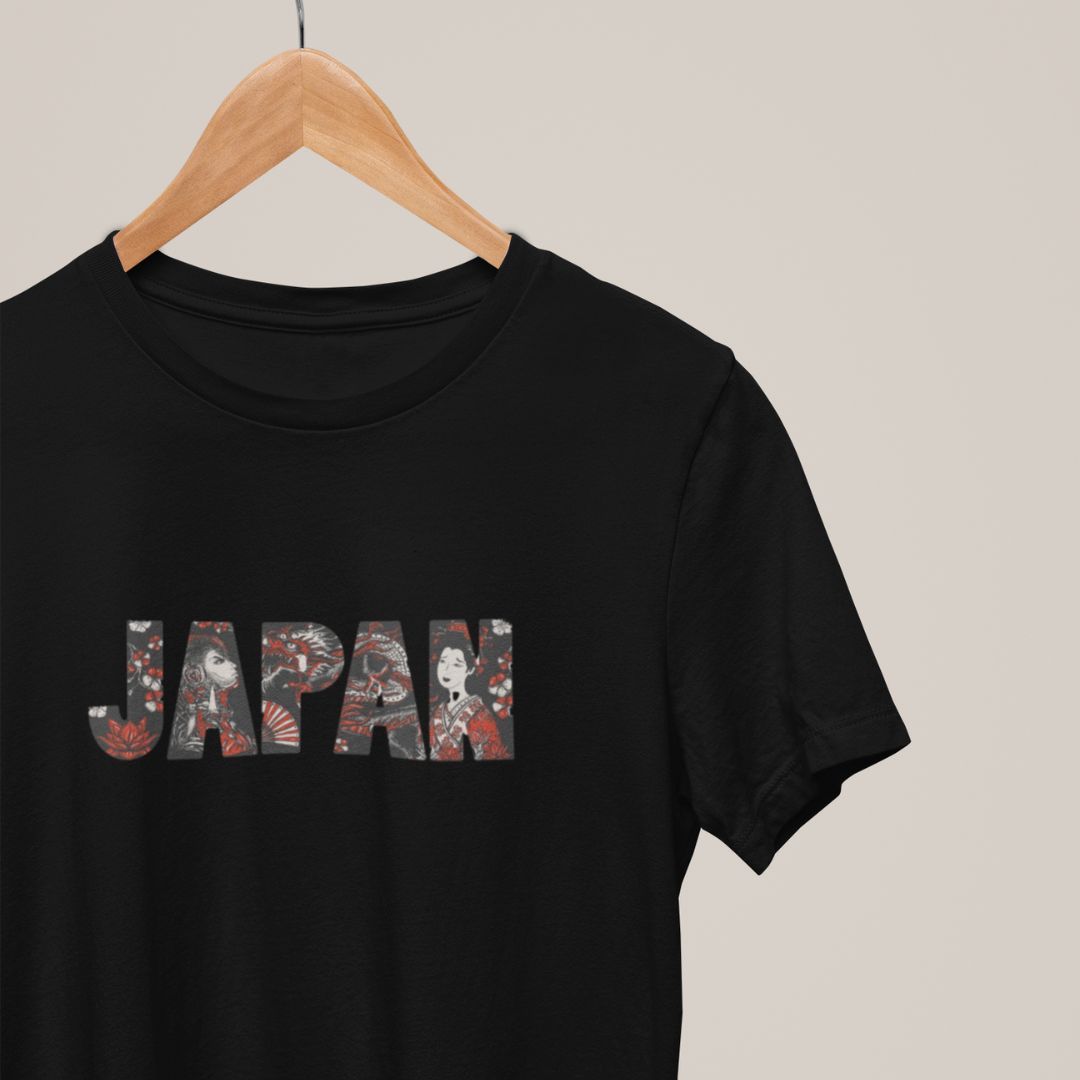 JAPANSK T-SHIRT JAPAN I SVART BOMULL MOMO KIDOHO