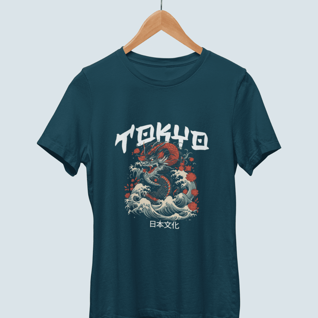 CAMISETA JAPONESA TOKYO COLOR TEAL MOMO KIDOHO