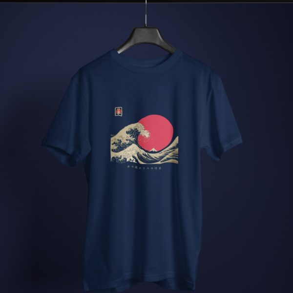 Japanisches T-shirt Goldene Welle und aufgehende Sonne MOMO KIDHOHO