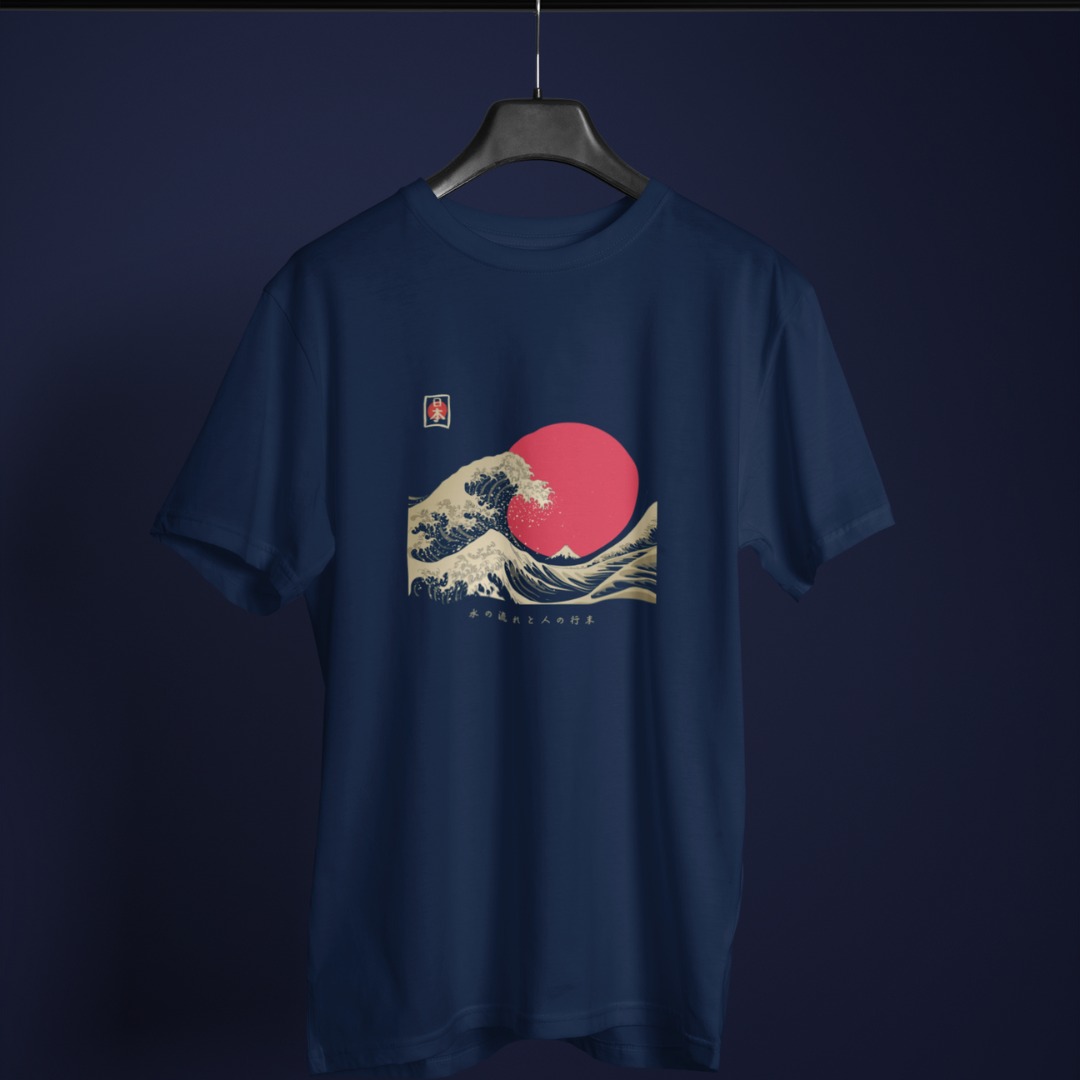 Japanese T-shirt Golden Wave and Rising Sun MOMO KIDHOHO