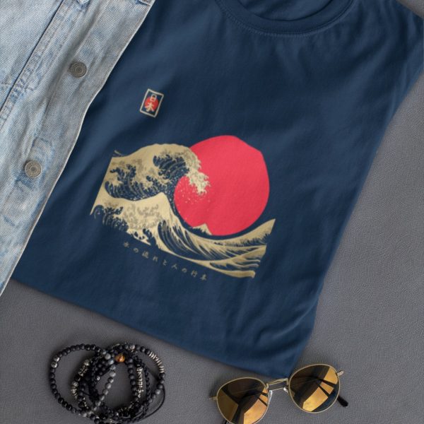 Camiseta japonesa Golden Wave y Rising Sun MOMO KIDHOHO