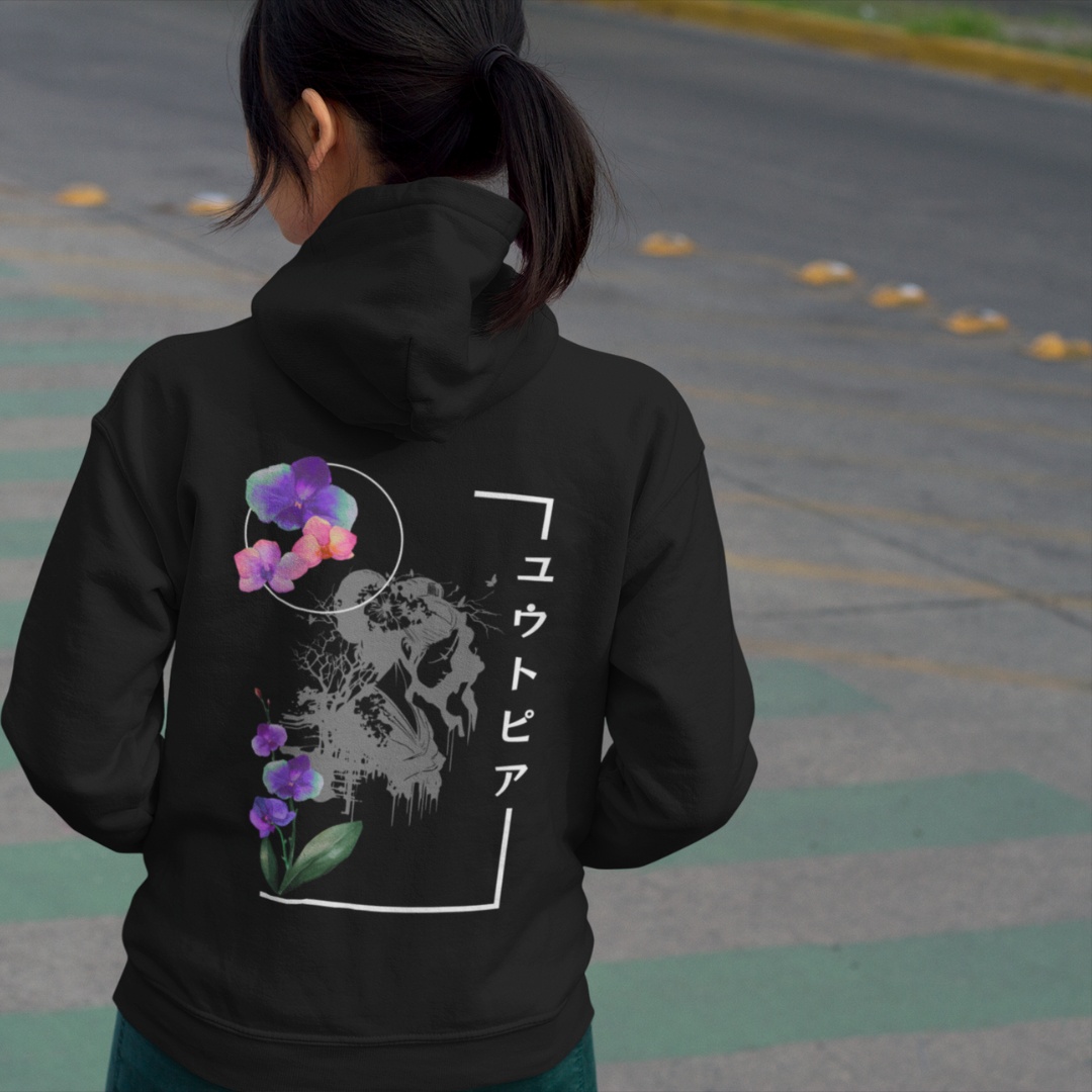 Sudadera Japonesa Utopia en Negro MOMO KIDOHO