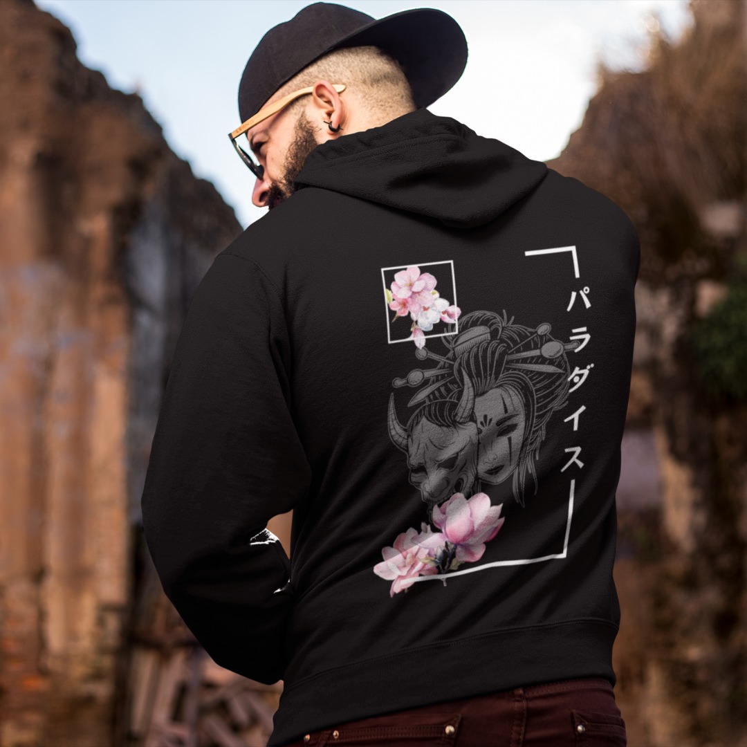 Black japanese hoodie sale