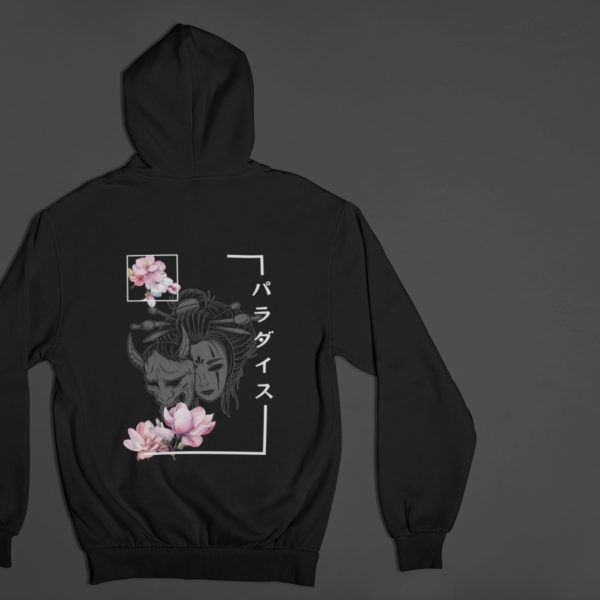 Japanese Hoodie Heaven in Black MOMO KIDOHO