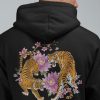 Japanischer Kapuzenpullover Schwarzer Tiger und Lillys Schwarz MOMO KIDOHO