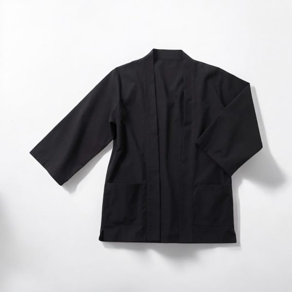 Black Wool Haori Jacket MOMO KIDOHO