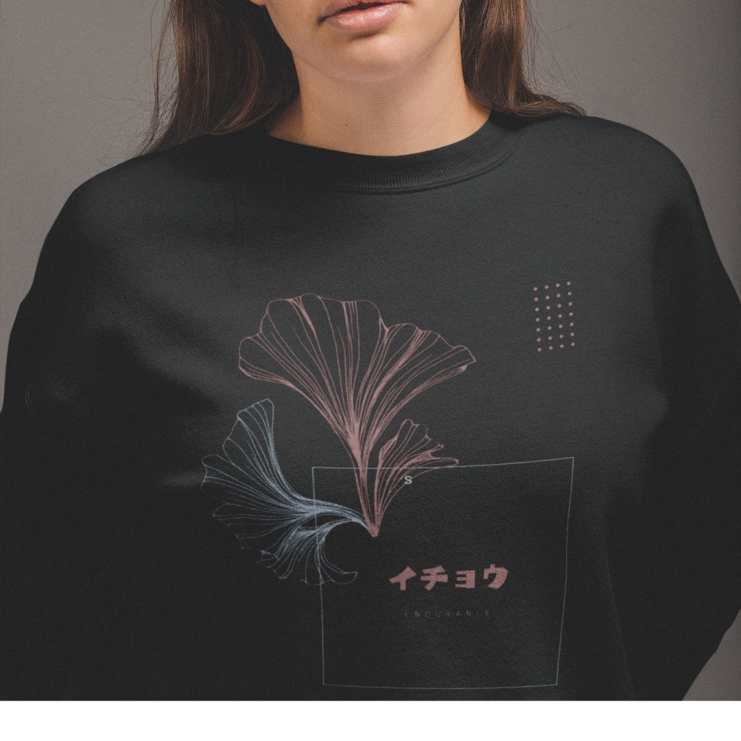 Black Sweatshirt Gingko Endurance MOMO KIDOHO