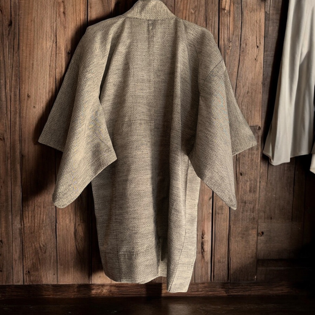 Τraditional Japanese Haori in Khaki Beige MOMO KIDOHO