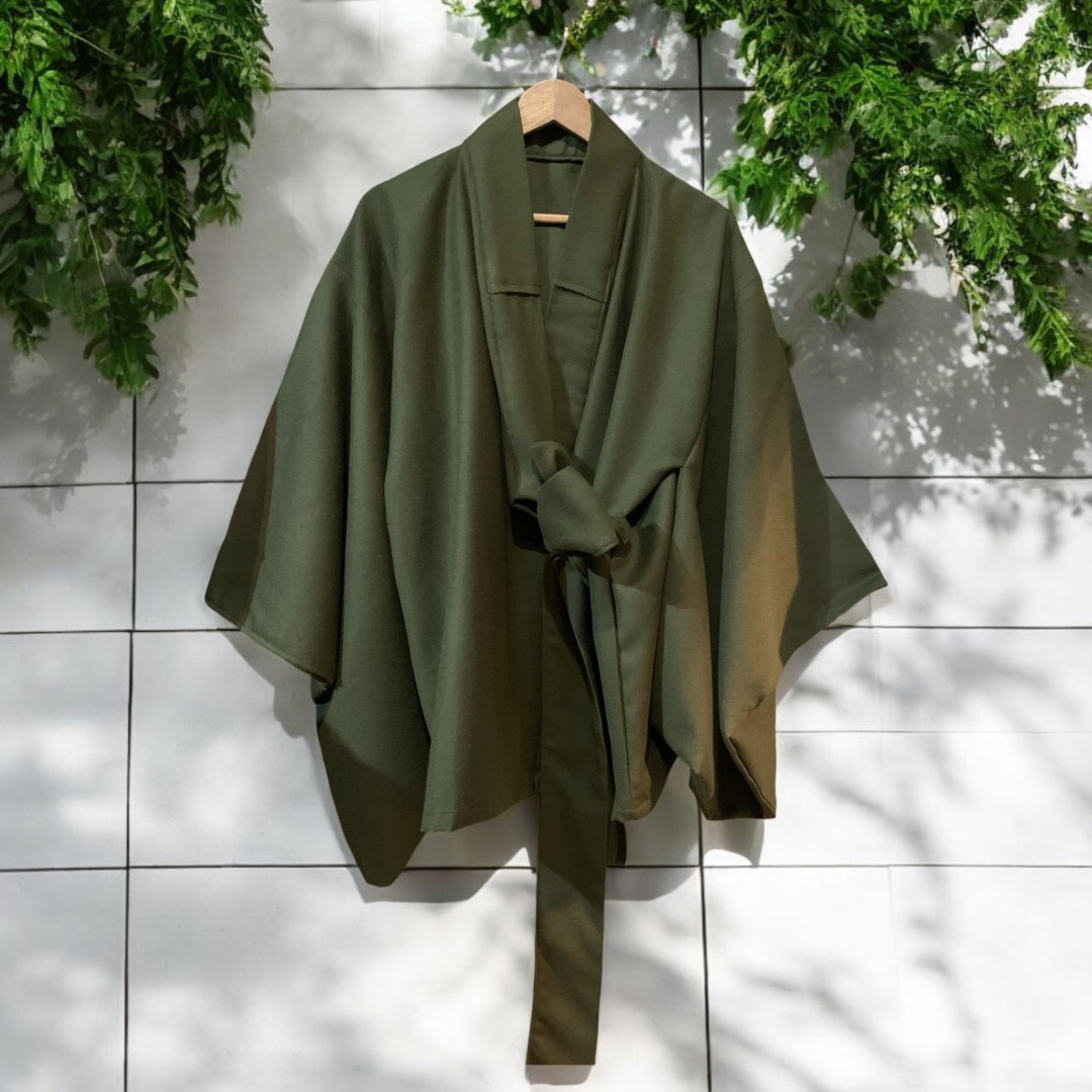 Olive Harmony Wool Kimono