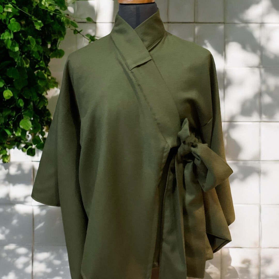 Olive Harmony Wool Kimono