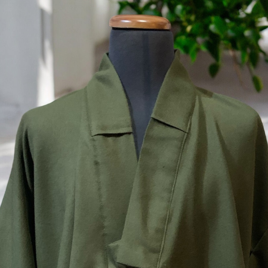 Olive Harmony Wool Kimono MOMO KIDOHO