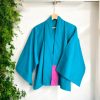 Teal Short Haori with Yukata Sleeves MOMO KIDOHO