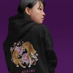 Japanese Hoodie Black Tiger and Lillys