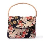 AOI HARU 青い春 PURSE OSAKA COTTON FABRIC WITH SPRING FLOWERSANG WHITE CRANE