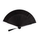 BLACK WOODEN FAN WITH BLACK COTTON FABRIC 23CM JAPANESE COTTON FABRIC CASE