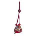 POCHETTE EN TISSU JAPONAIS DE COTON ROUGE DORÉ AVEC DOUBLURE EN SOIE