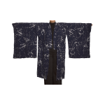 KIMONO BLEU FONCÉ À RAYURES BLANCHES 100% COTON