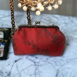 CLUTCH BAG RED JACQUARD FLAP