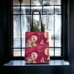 JAPANESE HANDMADE RED TOTE BAG IN CANVA FABLIC WITH LINNEN