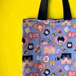 SAC FOURRE-TOUT JAPONAIS ANIME BLEU CLAIR