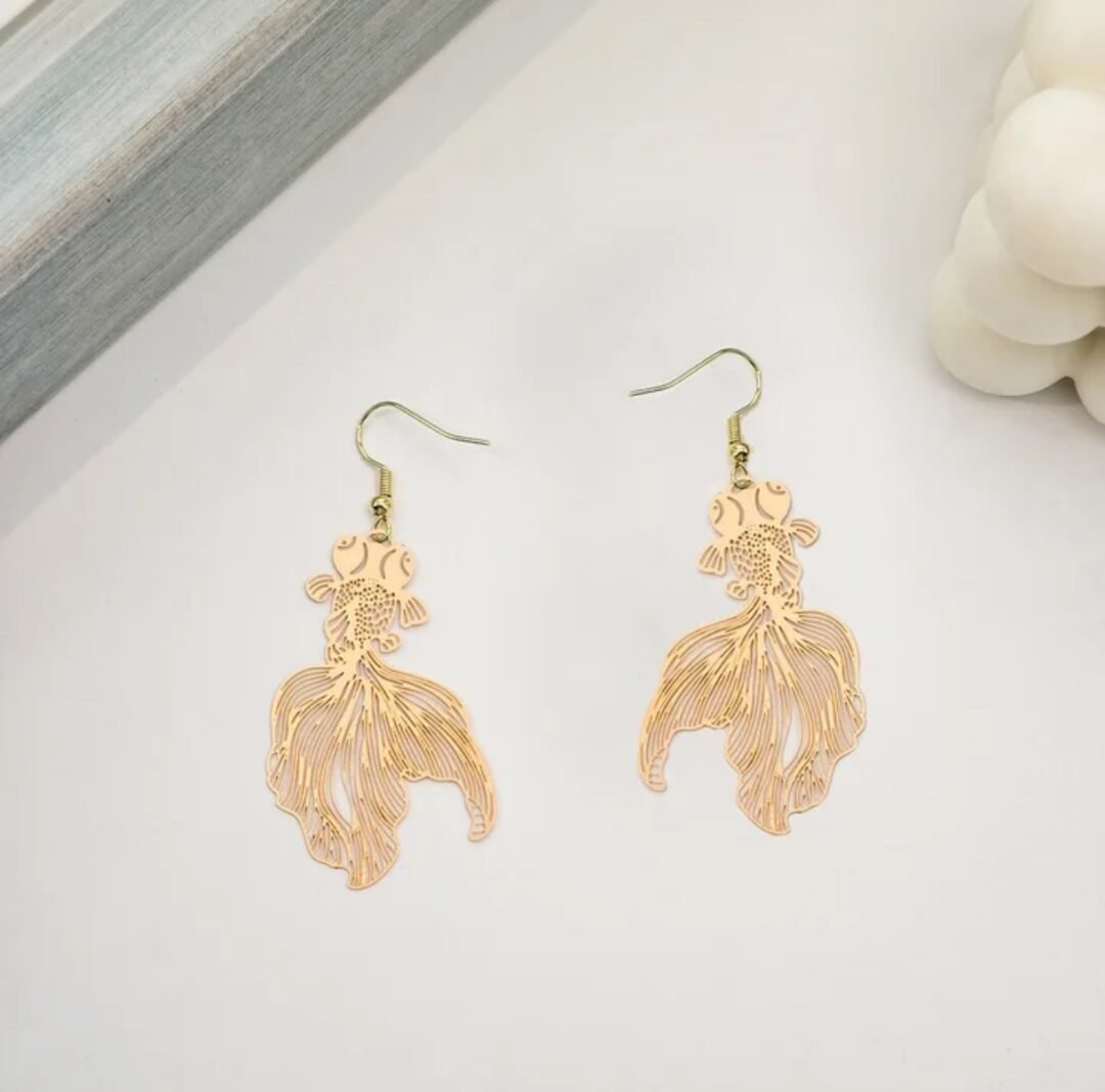 Japanese Goldfish Earings in Golden Color ,MOMO KIDOHO