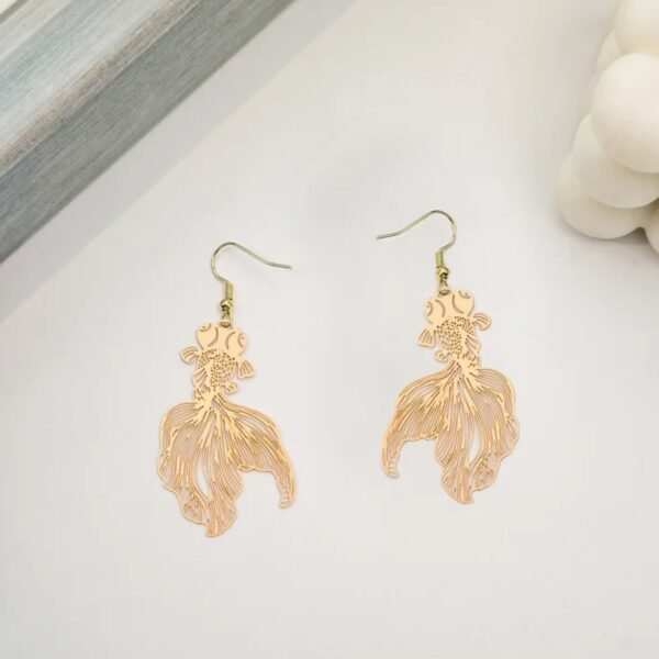Ανώνυμο σχέδιο (1) Japanese Goldfish Earings in Golden Color ,MOMO KIDOHO