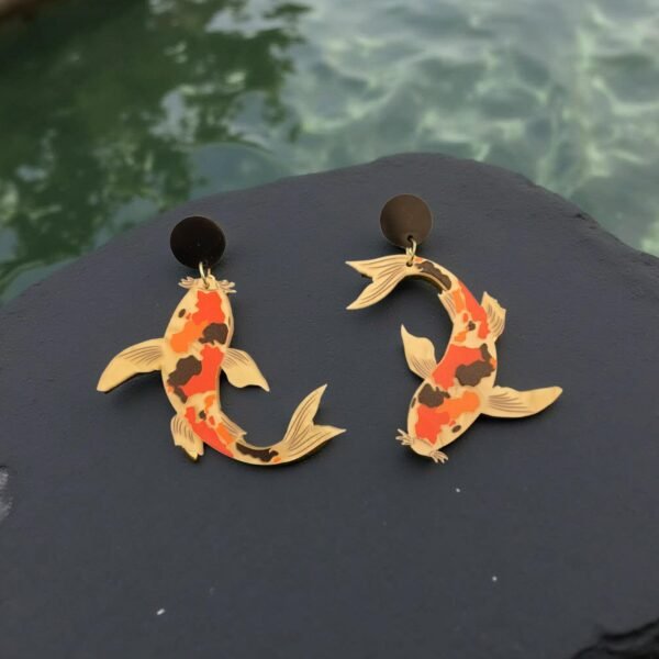 Brincos de peixe Koi japonês MOMO KIDOHO